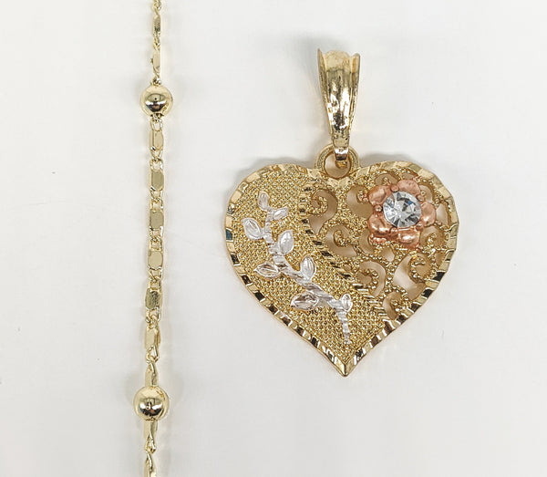 Plated Heart Pendant and Chain Set