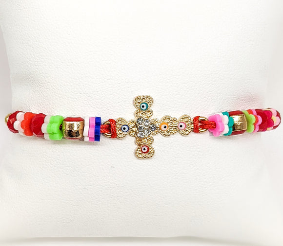 Cross with Eyes Rope Protection Bracelet