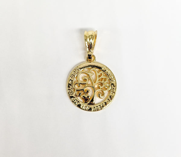 Gold Plated Tree "Mom" Pendant