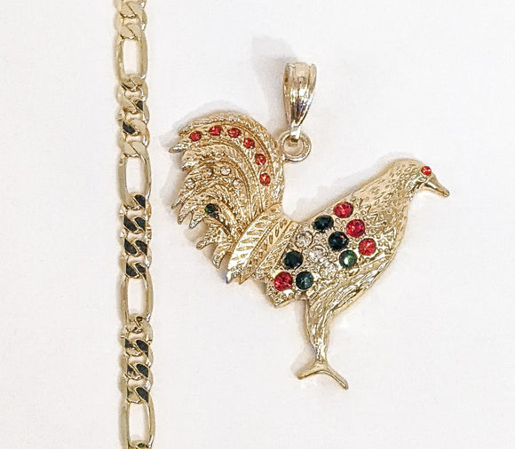 Plated Rooster Figaro 5mm Chain Necklace