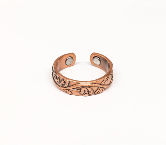 Copper Flowers Magnetic Ring