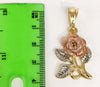 Gold Plated Tri-Gold Rose Flower Pendant and Pearl Chain Set