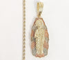 Plated Tri-Gold Saint Jude Pendant and Rope/Braided Chain Set