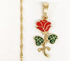 Plated Multicolor Rose Flower Pendant and Twist Chain Set*