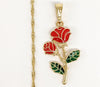 Plated Multicolor Rose Flower Pendant and Twist Chain Set*
