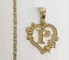 Gold Plated Letter "P" Pendant and Star Chain Set