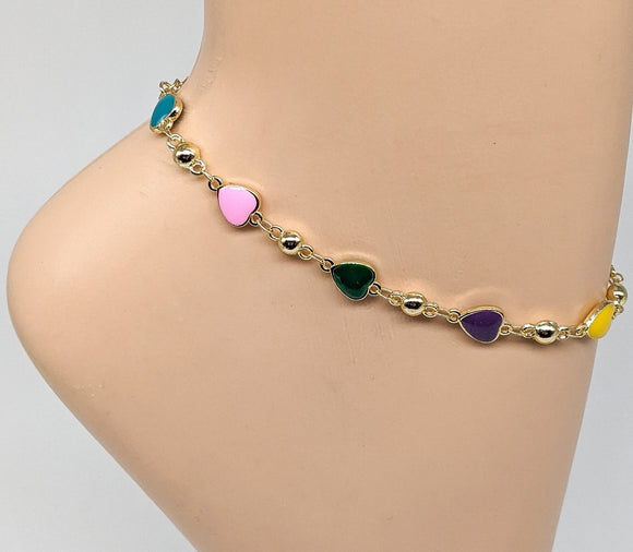 Plated Multi Heart Anklet
