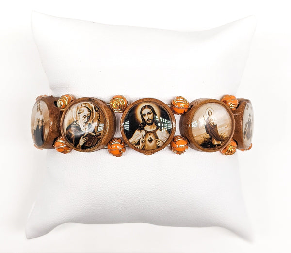 Religious Faux Wood Bracelet