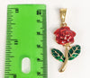 Gold Plated Multicolor Rose Flower Pendant and Figaro Chain Set*