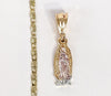 Gold Plated Tri-Gold Mini Dainty Virgin Mary Pendant and Star Chain Set