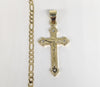 Plated Cross Pendant and Round Figaro Chain Set