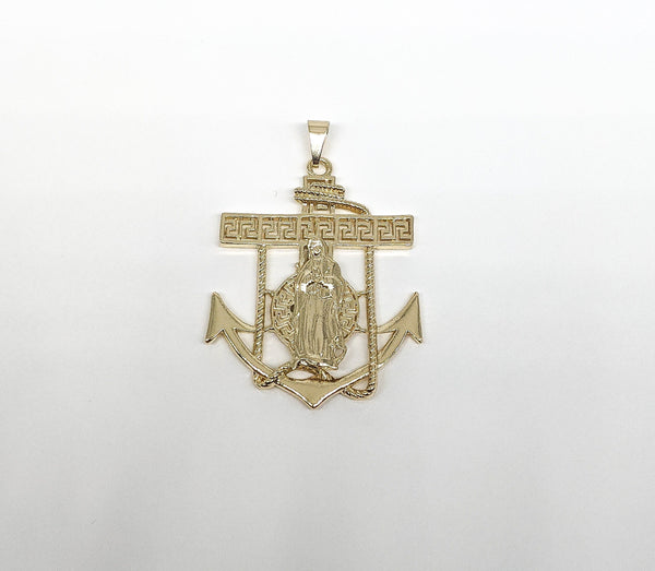Plated Anchor with Virgin Mary Pendant
