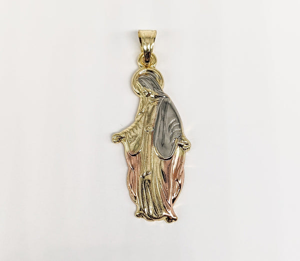 Plated Tri-Gold Virgin Mary Pendant