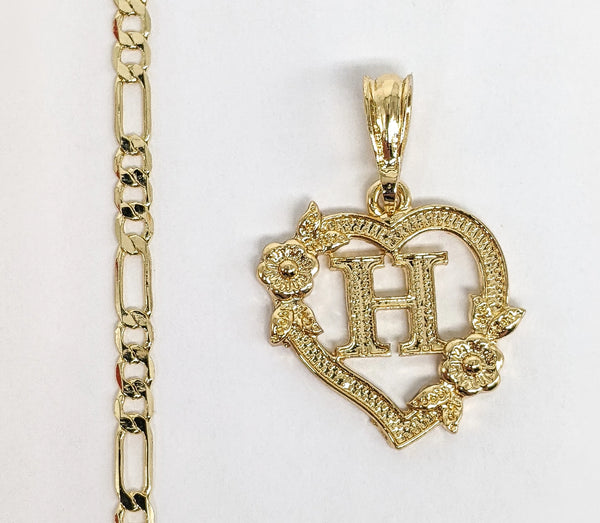 Gold Plated Letter "H" Pendant Initial Chain Necklace Fashion Oro Letra Dije