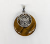 Silver Plated Tiger's Eye Tree of Life Pendant