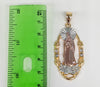 Gold Plated Tri-Gold Virgin Mary Pendant and Round Figaro Chain Set
