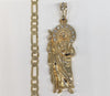 Plated Stoned Saint Jude Pendant and Diamond Figaro Chain Set