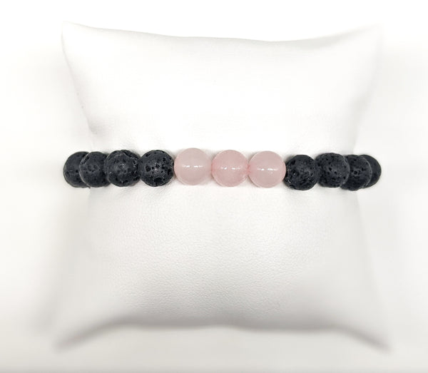 Rose Quartz and Lava Stone Bracelet