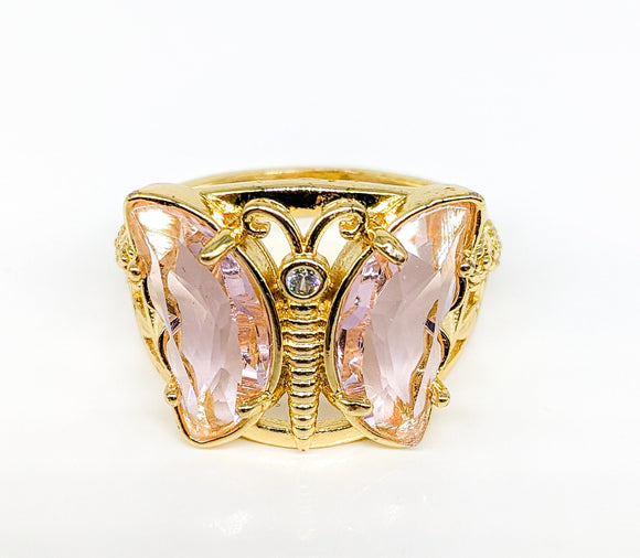 Plated Pink Butterfly Ring*