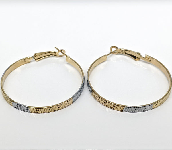 Plated Two Tone Hoop Earring