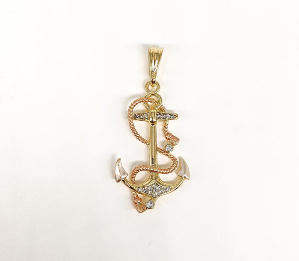 Plated Tri-Color Anchor Pendant
