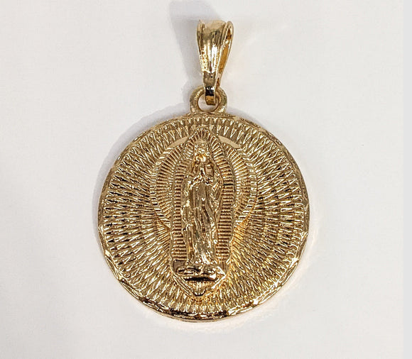 Plated Virgin Mary Medallion Pendant