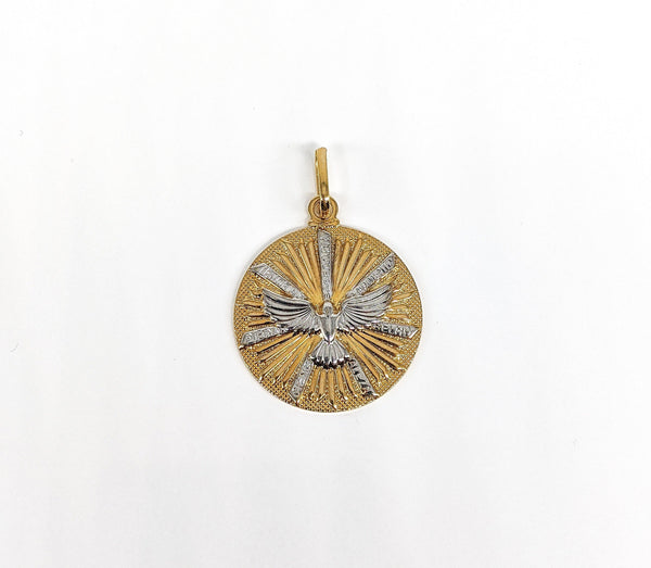 Plated Two-Tone Holy Spirit Dove Pendant