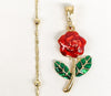 Gold Plated Multicolor Rose Flower Pendant and Pearl Chain Set*