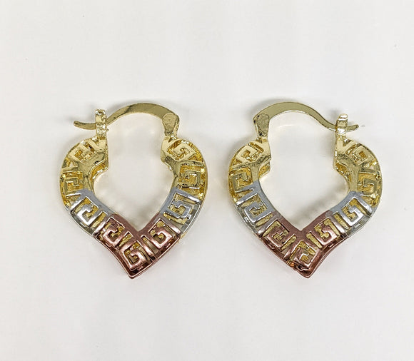 Gold Plated Tri-Gold Half Heart Earring*