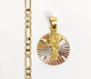 Plated Tri-Gold Saint Jude Pendant and Figaro Chain Set