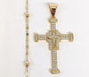 Plated Cross Pendant and Pearl Chain Set