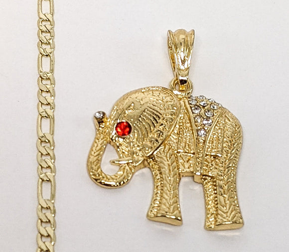 Plated Elephant Figaro 3mm Chain Necklace