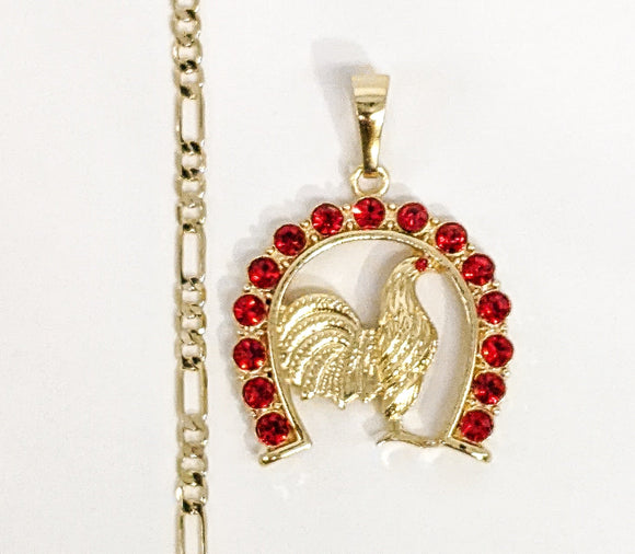 Plated Rooster Figaro 4mm Chain Necklace