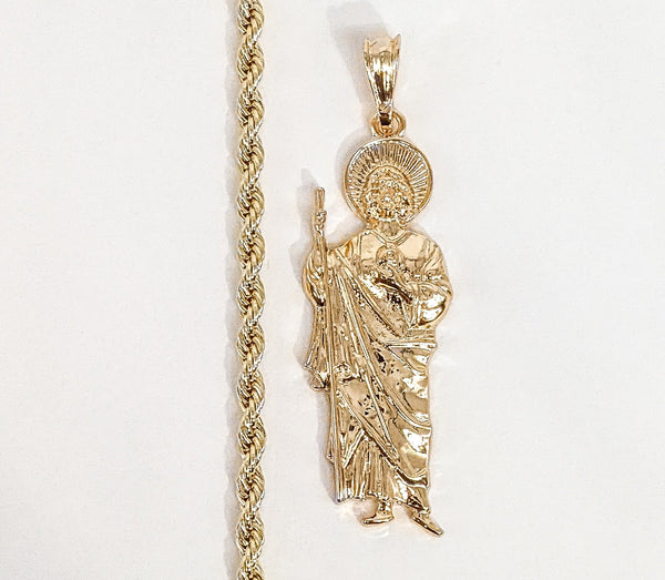 Plated Saint Jude Pendant and Rope/Braided Chain Set*