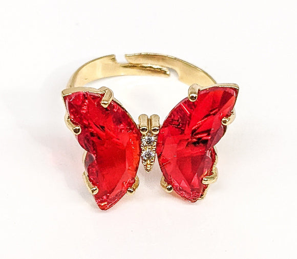 Gold Plated Adjustable Butterfly Ring