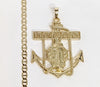 Gold Plated Virgin Mary 4mm Mariner Anchor Chain Necklace