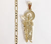 Gold Plated Saint Jude Pendant and Figaro Chain Set