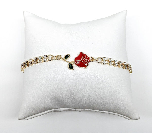 Plated Red Rose Bracelet