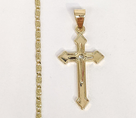 Plated Cross Pendant and Star Chain Set