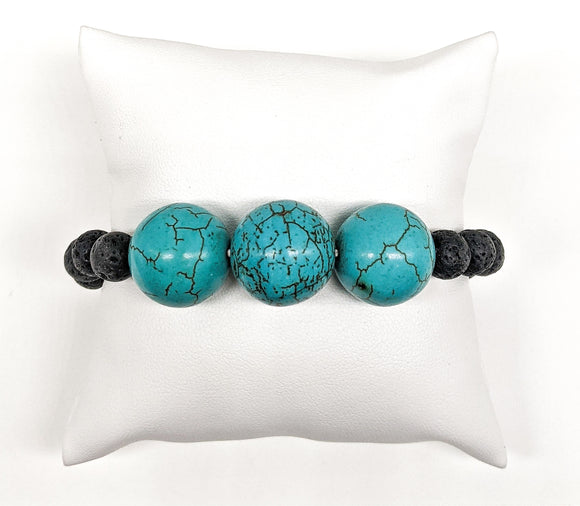Oversized Turquoise and Lava Stone Bracelet