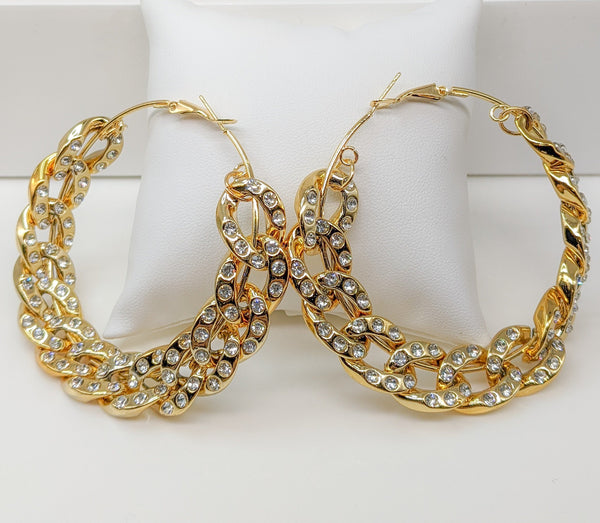 Plated Chain Hoop Earrings