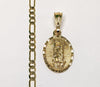 Gold Plated Virgin Mary 4mm Figaro Chain Necklace