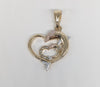 Gold Plated Tri-Color Heart and Dolphin Pendant