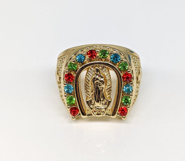 Plated Horseshoe Virgin Mary Ring Anillo Herradura Virgen de Guadalupe