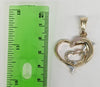 Gold Plated Tri-Color Heart and Dolphin Pendant