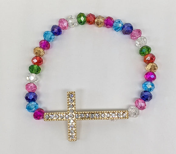 Multi Color Beaded Cross Bracelet*