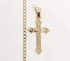 Gold Plated Cross Pendant and 18" Cuban Chain Set