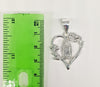 Rhodium Plated Heart with Virgin Mary Pendant