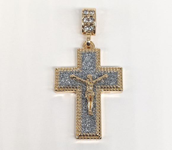 Plated Cross with Glitter Pendant