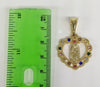 Plated Multi Color Stone Heart Virgin Mary Pendant and Chain Set*